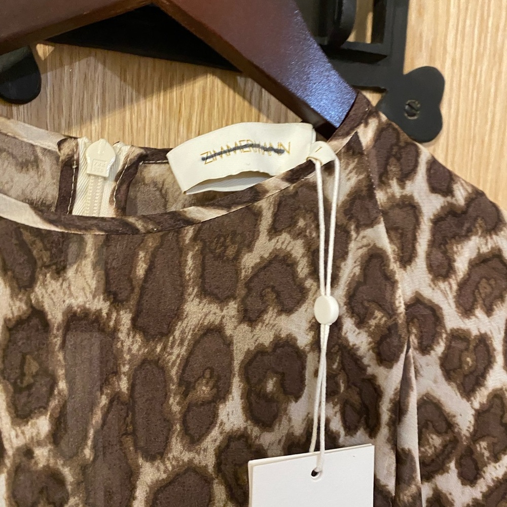 Zimmermann Leopard Print Long-Sleeve Maxi-Dress Size 1 Au/us 6 Missing Belt. - Picture 6 of 13